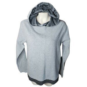 Broken Threads Lightweight Womens Hooded Shirt Button Pullover Gray/Black size M